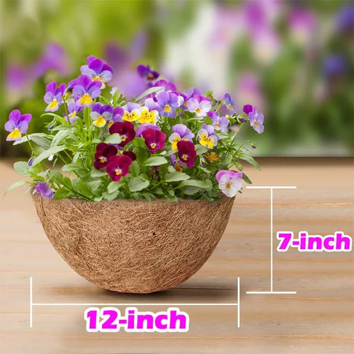 Miniatura 7 de TigeJoy 2 forros de fibra de coco de 12 pulgadas para cestas colgantes, inserto de maceta de fibra de coco 100% natural, forros redondos de coco