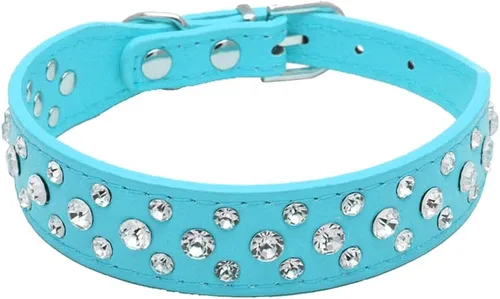 Miniatura 12 de Collar para perro con cristales de imitación, cuero sintético con brillantes, collar de cristales de diamante para mascotas, perro, gato, cachorro