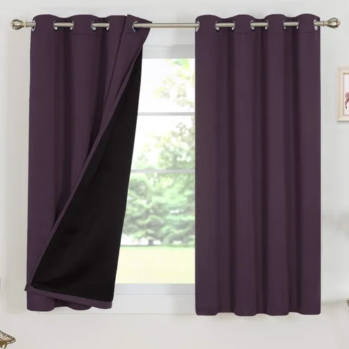 Miniatura 19 de Deconovo Cortinas 100% opacas, cortinas de ventana con aislamiento térmico, paneles reductores de ruido, cortinas de forro negro, con ojales