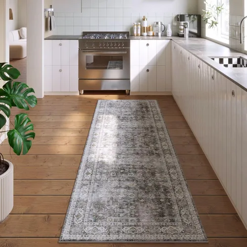 Miniatura 38 de Rugcomf Alfombra de pasillo de 2 x 6 pies, lavable, bohemio, suave, antideslizante, no desprende pelusa, lana sintética, estilo vintage para cocina