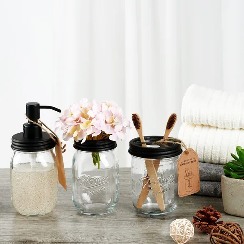 Miniatura 2 de Amolliar Mason Jar Soporte para Cepillos de Dientes - Acero Inoxidable a Prueba de Óxido - Sostiene 2 Cepillos de Dientes y Pasta Dental