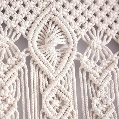 Miniatura 4 de Foreate Cortinas de macramé largas de algodón para colgar en la pared, cortina bohemia con cuentas para ventana, puerta, telón de fondo de boda