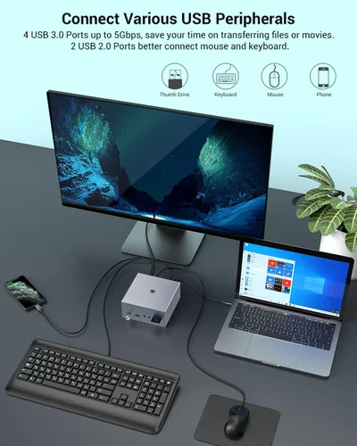 Miniatura 8 de Estación de acoplamiento USB-C con HDMI y DP 4K duales, 6 puertos USB, ranuras para tarjetas SD/TF, carga USB-C PD de 60 W, pantalla triple
