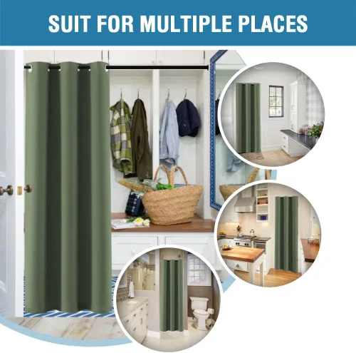 Miniatura 5 de Cortina opaca para puerta de armario, división de habitación, cortina de tratamiento de ventana para dormitorio, cortina de privacidad con Verde