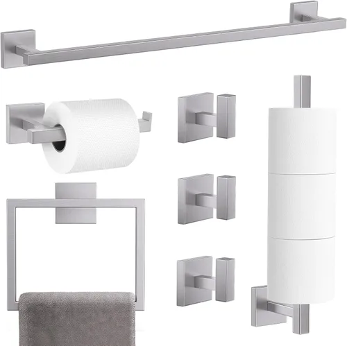 Miniatura 14 de TQKAG Juego de 5 piezas de accesorios de baño de níquel cepillado clásico montado en la pared de acero inoxidable SUS304 juego de accesorios de baño
