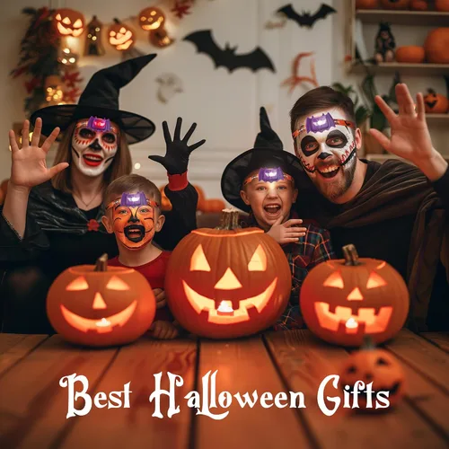 Miniatura 7 de EverBrite Faros delanteros de murciélago de Halloween, paquete de 2 lámparas de cabeza para niños con 3 modos cálido/rojo/estroboscópico, faros
