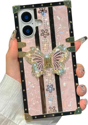 Miniatura 25 de Compatible con Funda Samsung Galaxy S22 Ultra, Diseño de Mariposa Brillante de Lujo con Soporte Plegable Kickstand para Mujeres y Niñas, Funda Rosa