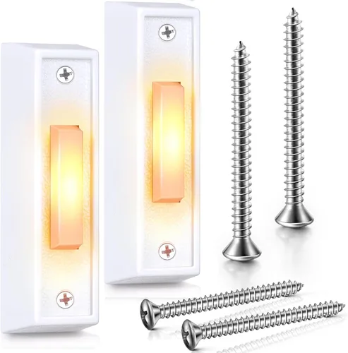 Saillong 2 botones de timbre iluminados, botón pulsador de timbre con cable, timbre de repuesto montado en la pared de garaje con luz LED compatible