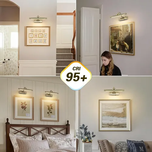 Miniatura 2 de DESOOP - Luces inalámbricas recargables para cuadros, iluminación de galería, luz de marco de fotos con batería, control remoto y temporizador, luz