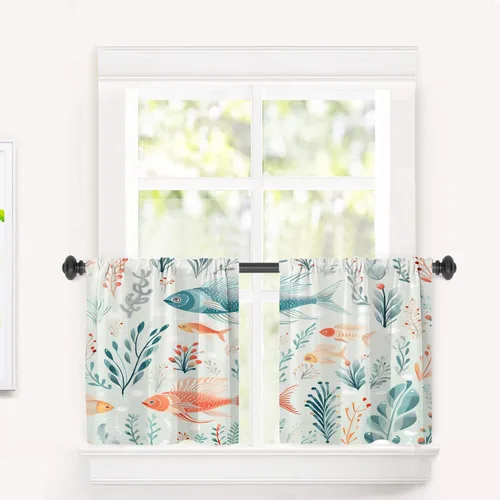 Miniatura 131 de Cortinas opacas de poliéster multicapa para cafetería, con diseño de diamantes, 2 unidades, 26 x 24 pulgadas