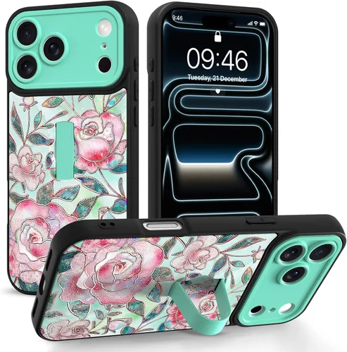 Miniatura 22 de Funda compatible con iPhone 17 Pro Max con correa de mano para los dedos, funda de teléfono con estampado de leopardo y guepardo para mujeres