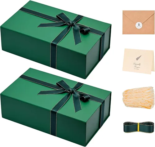 Miniatura 12 de LIFELUM Caja de regalo de 13.5 x 10 x 4 pulgadas, caja de regalo grande con tapas magnéticas, cajas de regalo negras para regalos de graduación