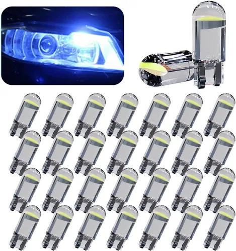 Miniatura 7 de Paquete de 30 bombillas LED para coche 194, 0.36W 12V T10 6000K luces interiores, bombillas LED COB 168 2825 W5W cuña, reemplazo universal para luz