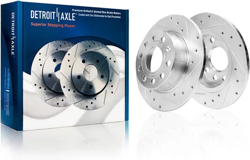 Detroit Axle - Rotores de freno trasero para Volkswagen Jetta Beetle Golf SportWagen Audi A3, rotores de freno de disco perforados y ranurados de