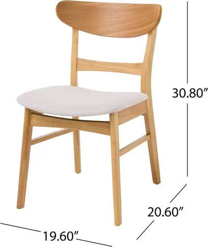 Miniatura 3 de Christopher Knight Home Idalia - Juego de 2 sillas de comedor, color beige claro y acabado en roble