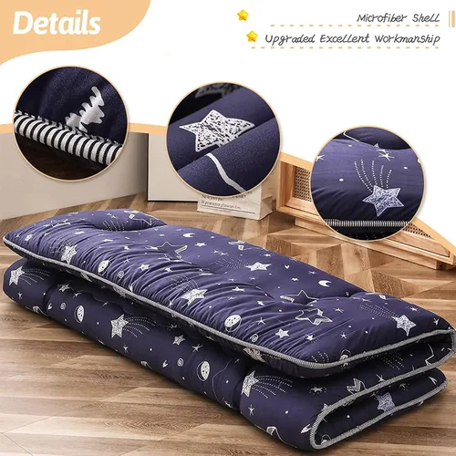 Miniatura 3 de MAXYOYO Colchón de futón de estrella azul marino, colchón de piso japonés tatami, cama plegable, portátil, colchón de camping, almohadilla