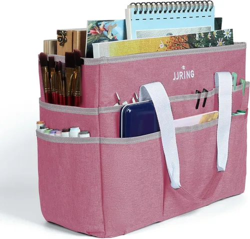 Miniatura 10 de JJRING Bolsa Organizadora de Transporte para Manualidades, Organizador de Almacenamiento de Arte con Múltiples Bolsillos, Bolsa de Costura Morado