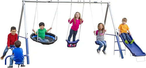 Miniatura 2 de XDP Recreation Free N' Swing - Juego de columpios, color gris y Little Tikes Snug 'n Secure Pink Swing con correas ajustables, 2 en 1 para bebés