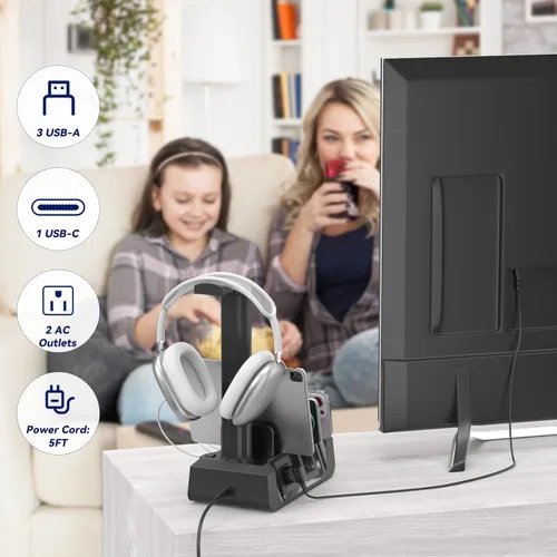 Miniatura 5 de Estación de carga KDD con 6 cables de carga - Estación de carga rápida 6 en 1 para celular con soporte para auriculares y soporte para reloj - 2