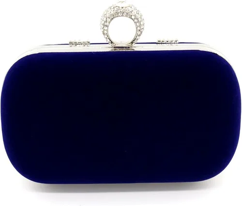 Miniatura 2 de Bolso de noche con cierre de anillo de cristal de diamantes de imitación para fiesta de boda, Azul