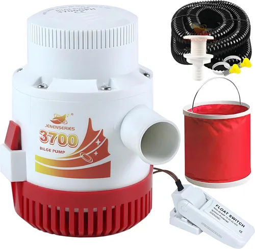 Bomba de agua sumergible de sentina de 3700 GPH Bomba de agua de 12 V CC con interruptor de flotador adecuada para ferry, yate, sistema de drenaje