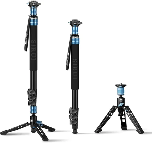 Miniatura 10 de SIRUI AM-404FL Monopod para cámara con pies, monopie de video de aluminio de 74.8 pulgadas con base extraíble, delgado y ligero, carga máxima