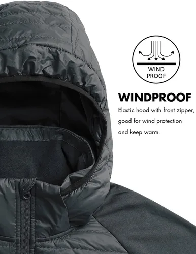 Miniatura 5 de BALEAF Men's Running Jacket Lightweight Thumble Hole Warm Up Puffer Jacket Hybrid Thermal Coat Insulated Hiking Golf