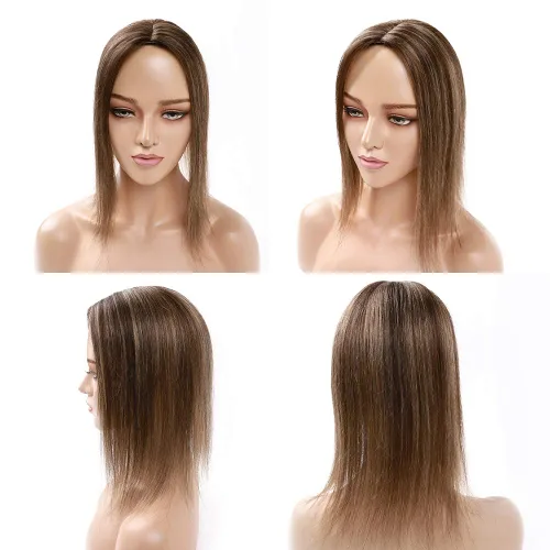 Miniatura 3 de MY-LADY Extensiones de cabello humano para mujeres, cabello natural 10 * 12CM, base de seda con encaje, densidad 130%, pasadores Remy, 6 pulgadas
