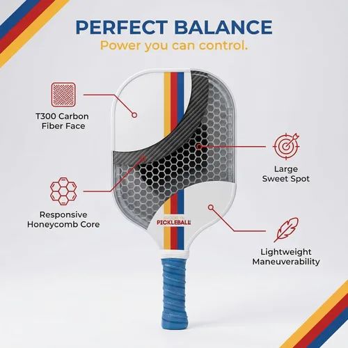 Miniatura 3 de Brooklyn Pickleball Co. – Carbon Fiber Pickleball Paddles – USAPA Approved, Honeycomb Core, Cushioned Grip, Lightweight Design – Single Paddles &