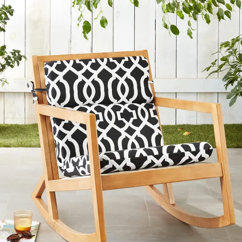 Miniatura 9 de Pillow Perfect Trellis - Cojín de asiento redondo para silla de esquina con respaldo dividido para interiores y exteriores, con lazos, asiento