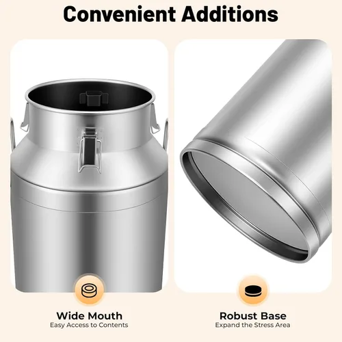 Miniatura 7 de Lata de leche de acero inoxidable de 40 litros/10.56 galones, cubo de jarra de leche resistente con mango ergonómico y tapa hermética, recipiente