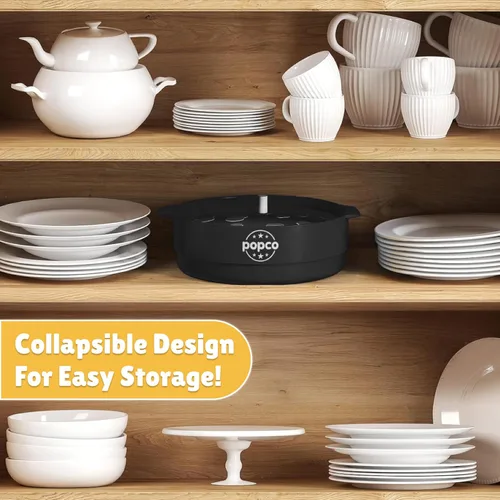 Miniatura 7 de La original Popco - Palomera de silicona para microondas, con asas, para hacer palomitas de maíz, sin BPA y apta para lavavajillas, 10 colores Negro