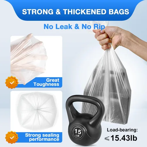 Miniatura 2 de Charmount Bolsas de basura pequeñas de 1.2 galones, 102 bolsas de basura para baño, se ajustan a 4.5-5 litros transparentes