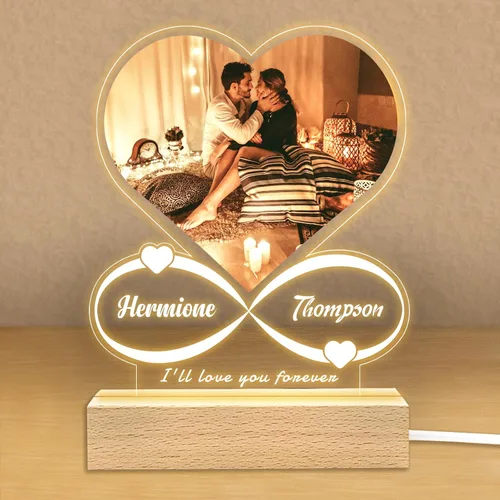 Miniatura 21 de Regalos de fotos personalizados para novio, novia, mujer, pareja, marcos de fotos personalizados, placa acrílica, luz nocturna para mejor amigo