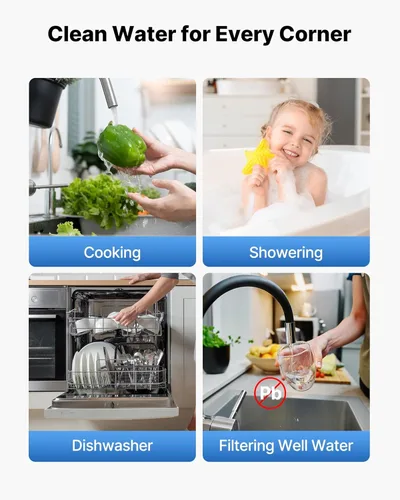 Miniatura 6 de VEVOR Sistema de filtro de agua para toda la casa, 3 etapas, sedimento, KDF, CTO Filtro purificador de agua para el hogar de 4.5 x 20 pulgadas que