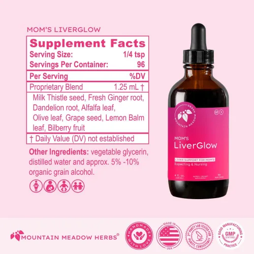 Miniatura 4 de Mountain Meadow Herbs Mom's Liver Glow, desintoxicante avanzado y regenerador para apoyar la salud y la función del hígado - 4 oz - para un hígado