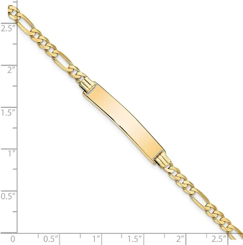 Miniatura 3 de 14k Yellow Gold Flat Figaro Link ID Bracelet For Women