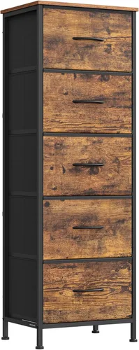 Miniatura 8 de SONGMICS Cómoda para dormitorio, cómoda, acero, MDF, 4 cajones de tela no tejida, unidad organizadora de almacenamiento, armario, entrada, negro