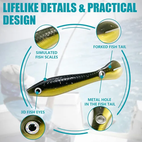 Miniatura 3 de Soft Bionic - Señuelo de pesca – 10 cebo de natación de plástico suave para lubina, agua dulce y agua salada