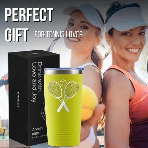 Miniatura 7 de Onebttl Regalos personalizados de tenis para mujeres, amantes del tenis, hombres, vaso de acero inoxidable de 20 onzas para Navidad, cumpleaños