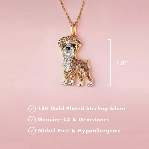 Miniatura 5 de SCAMPER & CO Dog Breed Pendant Necklace for Women and Girls - Genuine Gemstone and Cubic Zirconia Puppy Charm, Premium Sterling Silver Jewelry Gift