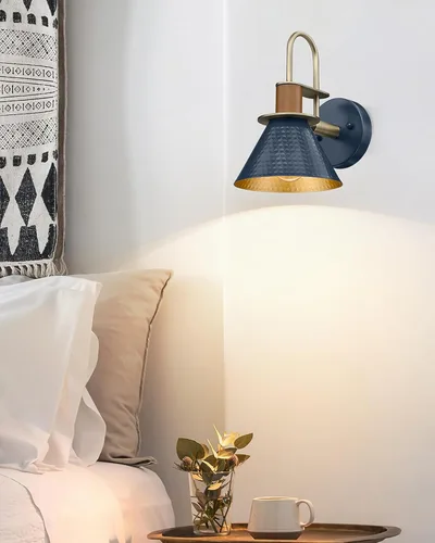 Miniatura 6 de Apliques de Pared Rústicos Juego de Dos, HWH Aplique de Pared Interior de 1 Luz Lámpara de Tocador de Granero, Lámpara de Pared de Granero Azul