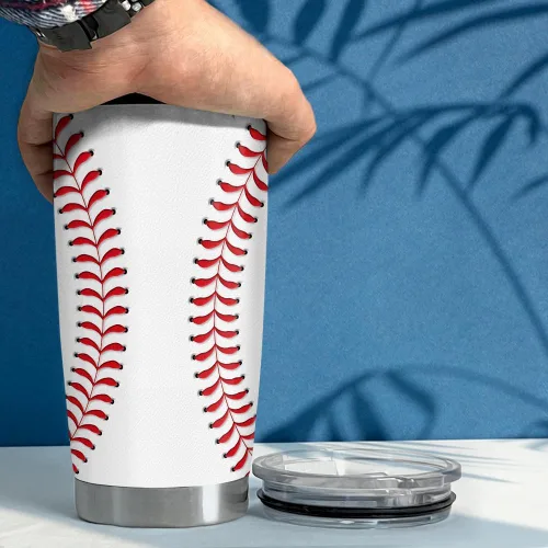 Miniatura 5 de SANDJEST Vaso de béisbol de 20 onzas con aislamiento de acero inoxidable, taza de viaje, vaso de béisbol para mujeres, hombres, mamá, regalos