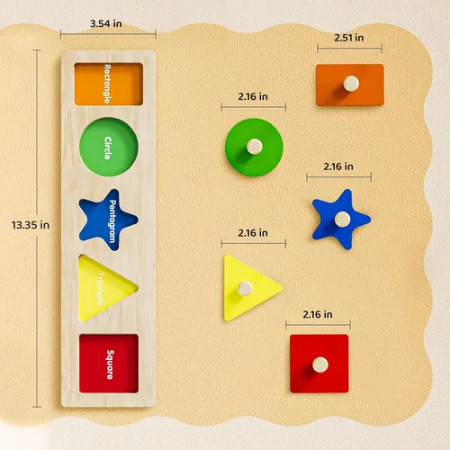 Miniatura 2 de Primer Rompecabezas de Formas de Madera con Perillas Jumbo para Niños Pequeños de 1-3, Juguetes de Rompecabezas Montessori para Niños de 1-2 Años