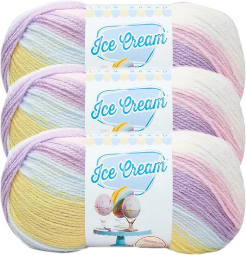 Miniatura 30 de Lion Brand Yarn, Hilo para Bebé Ice Cream para tejer, ganchillo y manualidades, Baseball Nut, 1 paquete, fibra acrílica colorida de peso DK