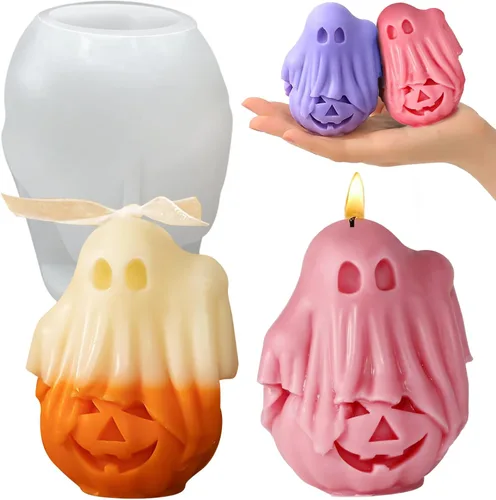 Miniatura 11 de Moldes de vela de calavera de Halloween, moldes de mano de fantasma 3D de calavera de silicona para fundición de resina epoxi, moldes para hacer 1