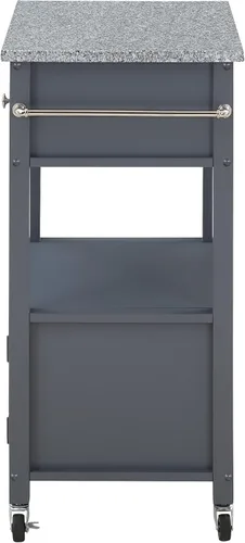Miniatura 3 de OSP Home Furnishings Fairfax Farmhouse - Carrito de cocina con parte superior de granito, armario de almacenamiento rodante con toallero, estante