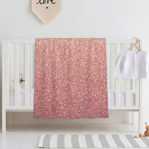 DKJlitter Manta de bebé para niños y niñas, color oro rosa con purpurina brillante, degradado, súper suave y cómoda, manta de doble capa para bebé