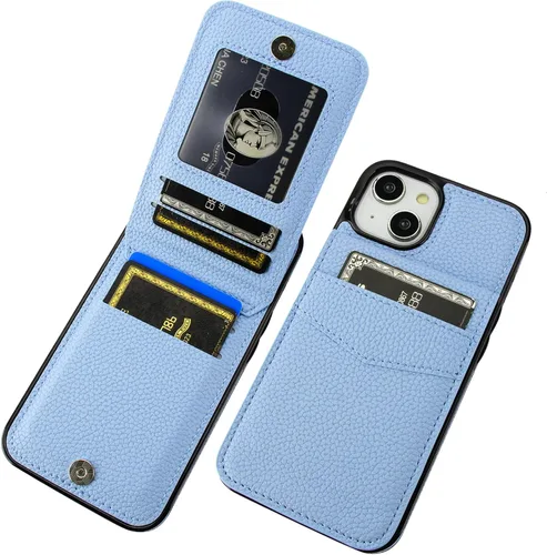 Miniatura 28 de KIHUWEY Compatible con iPhone 14 Funda Cartera con Soporte para Tarjeta de Crédito, Tapa de Cuero Premium con Cierre Magnético Soporte Funda