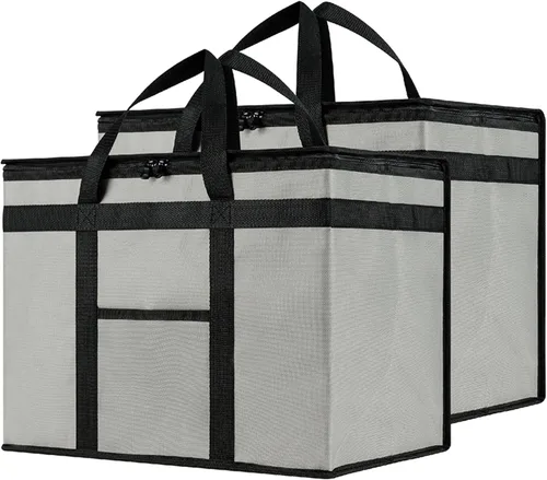 Miniatura 32 de NZ home Durable 3XL PRO Bolsa Térmica Aislada y Calentador de Alimentos para Entrega y Compras de Comestibles con Cremallera Superior, Azul Grado